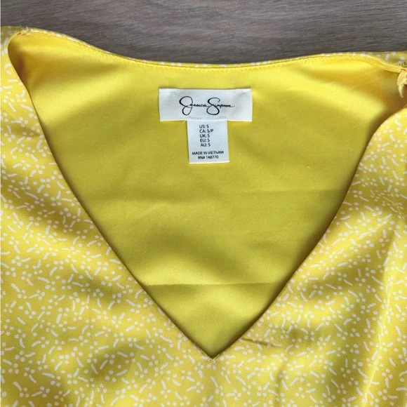 Jessica Simpson Yellow Ruffle Tiered Midi Dress with V-Neck - Picture 2 of 7